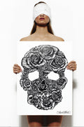 Canvas Skull Rose Art